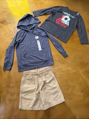 jumping beans Navy Hooded Pullover & Graphic Long-Sleeve Tee Set
